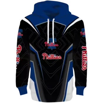 Philadelphia Phillies Blue Black Hoodie with Futuristic Design