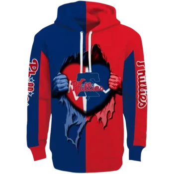 Philadelphia Phillies Blue Hoodie with Heartbeat Graphic - Men's & Women's