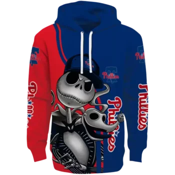 Philadelphia Phillies Jack Skellington Hoodie – Blue Team Sweatshirt