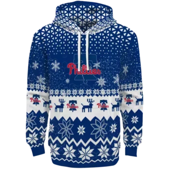 Philadelphia Phillies Blue Hoodie with Reindeer Design - Holiday Gear