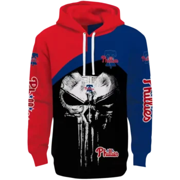 Philadelphia Phillies Punisher Skull Hoodie - Red & Black Design