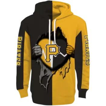 Pittsburgh Pirates Black Heartbeat Graphic Hoodie - Men's Fan Gear