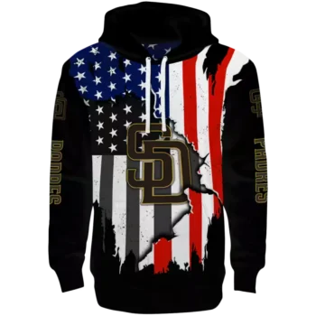 San Diego Padres Black Hoodie | American Pride MLB Sweatshirt
