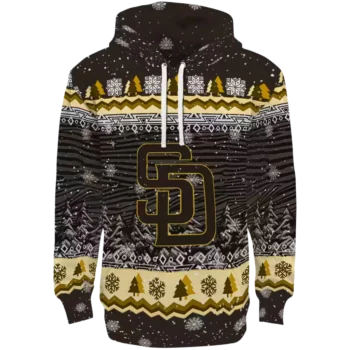 San Diego Padres Brown Hoodie – Christmas Tree Design Sweatshirt