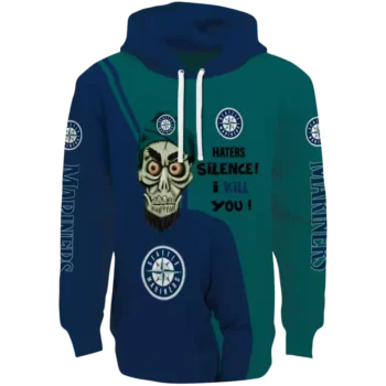 Seattle Mariners Skull Hoodie - Navy Blue Achmed Design