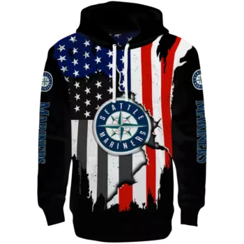 Seattle Mariners Black Hoodie | American Pride MLB Sweatshirt