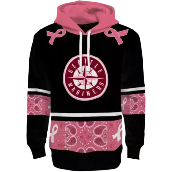 Seattle Mariners Black Pink Awareness Ribbon Hoodie - Support Gear