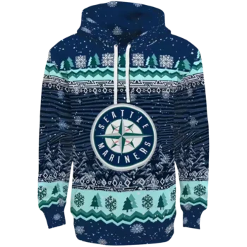 Seattle Mariners Navy Blue Christmas Tree Hoodie - Team Apparel