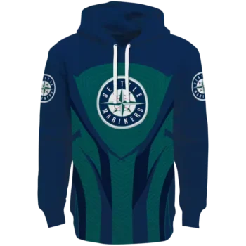 Seattle Mariners Navy Black Hoodie with Concentric Lines Design