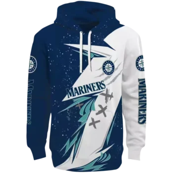 Seattle Mariners Navy Blue White Dynamic Slash Hoodie