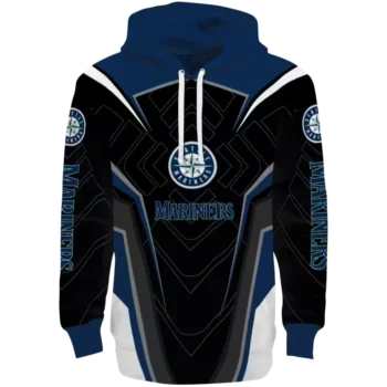 Seattle Mariners Navy Blue Black Futuristic Pattern Hoodie