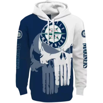 Seattle Mariners Punisher Hoodie - Navy Blue & White Design