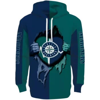 Seattle Mariners Navy Blue Heartbeat Graphic Hoodie