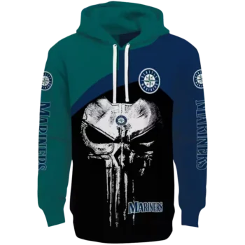 Seattle Mariners Punisher Skull Hoodie - Green & Black, MLB Gear