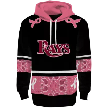 Tampa Bay Rays Black Pink Awareness Ribbon Hoodie