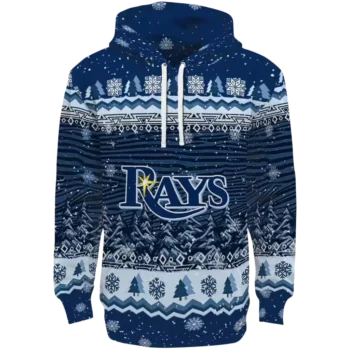 Tampa Bay Rays Navy Hoodie – Christmas Tree Design Sweatshirt