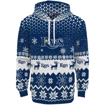 Tampa Bay Rays Navy Hoodie with Reindeer Design - Holiday Gear