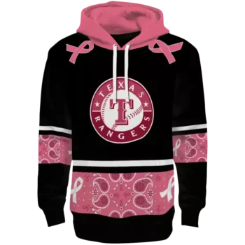 Texas Rangers Black Pink Awareness Ribbon Hoodie – Support Gear