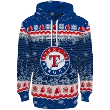 Texas Rangers Blue Hoodie – Christmas Trees Design, Fan Apparel