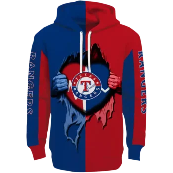 Texas Rangers Blue Heartbeat Graphic Hoodie – MLB Fan Sweatshirt