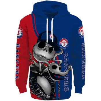Texas Rangers Jack Skellington Hoodie – Blue MLB Fan Sweatshirt
