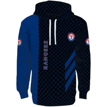 Texas Rangers Blue Hoodie with Monogram Pattern – Stylish MLB Gear
