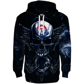 Texas Rangers Skull Hoodie – Blue Black Team Sweatshirt