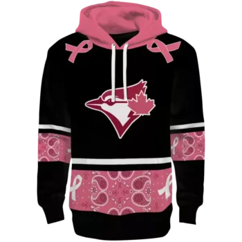 Toronto Blue Jays Black Pink Awareness Ribbon Hoodie