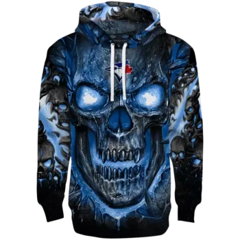 Toronto Blue Jays Skull Hoodie - Black & Blue Demonic Design