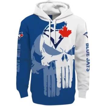Toronto Blue Jays Punisher Hoodie - Blue & White Graphic Sweatshirt