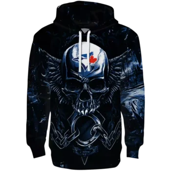Toronto Blue Jays Skull Hoodie – Blue & Black MLB Fan Sweatshirt