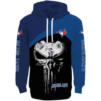 Toronto Blue Jays Punisher Skull Navy Black Hoodie - MLB Fan Gear