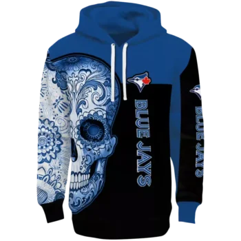 Toronto Blue Jays Sugar Skull Hoodie – Blue & Black Design