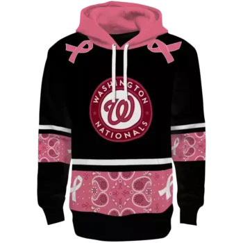 Washington Nationals Black Pink Awareness Ribbon Hoodie