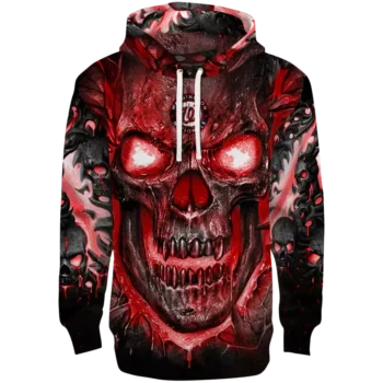 Washington Nationals Red Black Hoodie with Demonic Skull Design