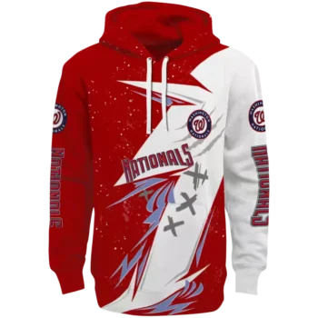 Washington Nationals Red White Dynamic Slash Hoodie - Team Gear