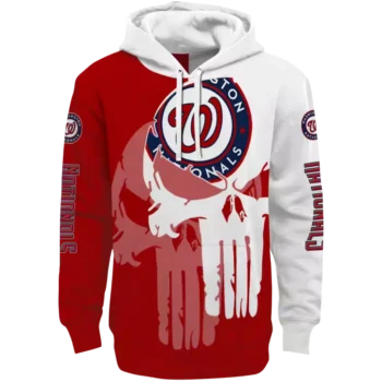 Washington Nationals Red White Hoodie | Graphic Punisher Design