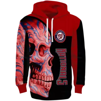 Washington Nationals Red Black Hoodie with Skull Design