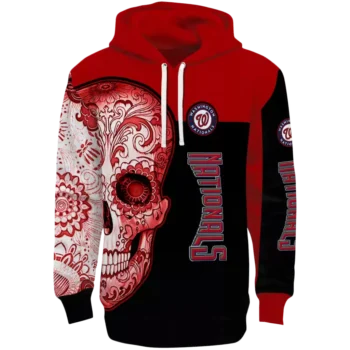 Washington Nationals Sugar Skull Hoodie - Red & Black Design