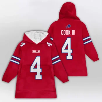 Nfl Buffalo Bills Blanket Hoodie James Cook Iii Red 2