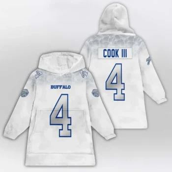 Nfl Buffalo Bills Blanket Hoodie James Cook Iii White 2