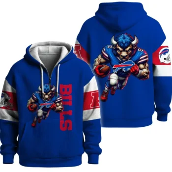 Nfl Buffalo Bills Quarter Zip Waffle Hoodie 1