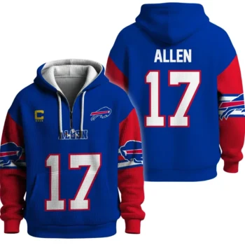Nfl Buffalo Bills Quarter Zip Waffle Hoodie Josh Allen 1