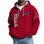 Nfl Buffalo Bills Quarter Zip Waffle Hoodie Josh Allen Red 1
