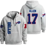 Nfl Buffalo Bills Quarter Zip Waffle Hoodie Josh Allen White 1