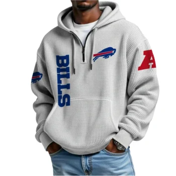 Nfl Buffalo Bills Quarter Zip Waffle Hoodie Josh Allen White 2