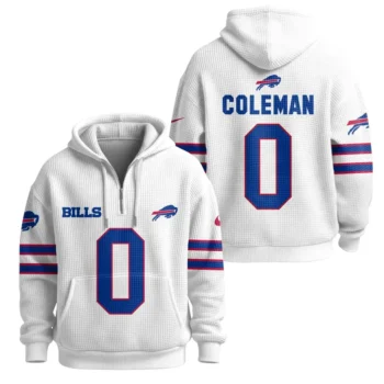 Nfl Buffalo Bills Quarter Zip Waffle Hoodie Keon Coleman 1