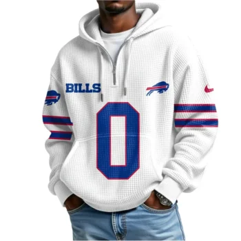 Nfl Buffalo Bills Quarter Zip Waffle Hoodie Keon Coleman 2