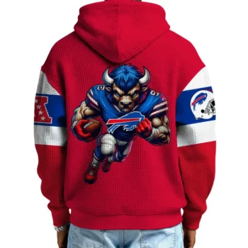 Nfl Buffalo Bills Quarter Zip Waffle Hoodie Red 2