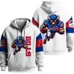 Nfl Buffalo Bills Quarter Zip Waffle Hoodie White 1